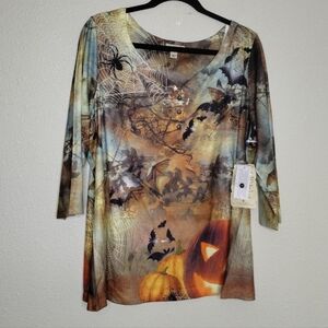 One World Halloween Shirt 3/4 Sleeve Women's Size 2X